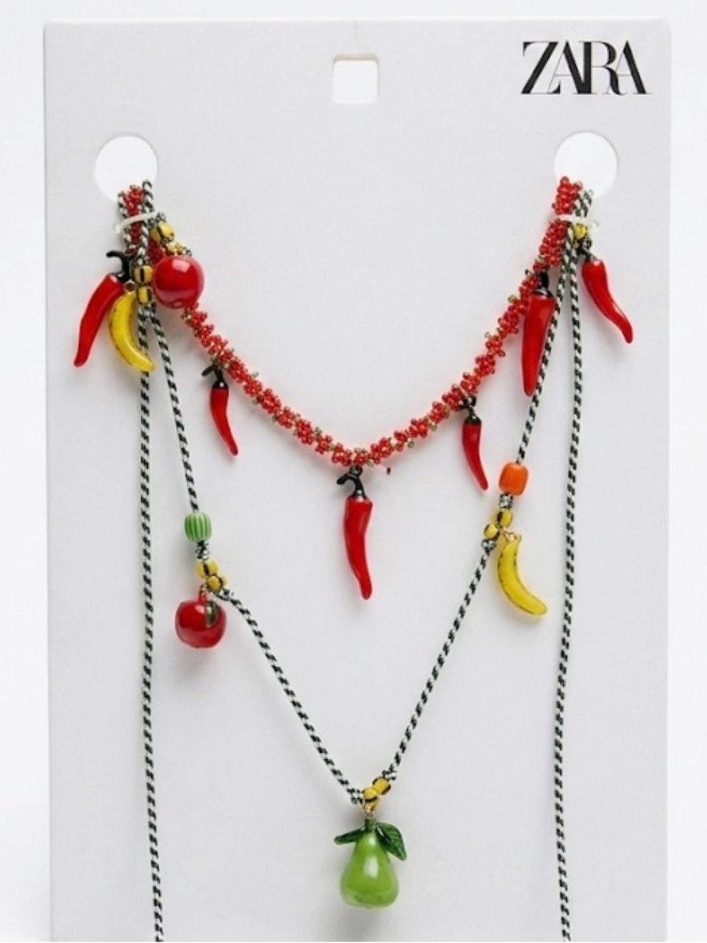 NWT ⚜️♥️⚜️ ZARA Red Chain Chili Pendant Double-layer Necklace